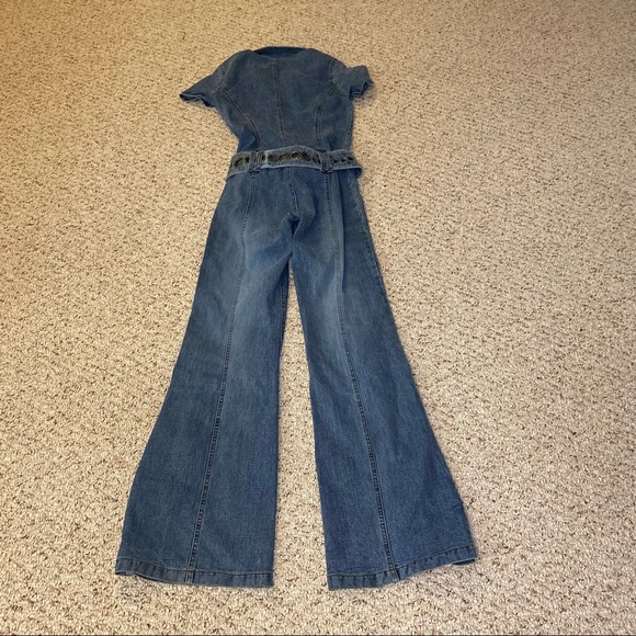 Vintage Y2K Armor Denim 1 piece Jumpsuit Flared Belted Hippiecore Women’s Small - Picture 7 of 14
